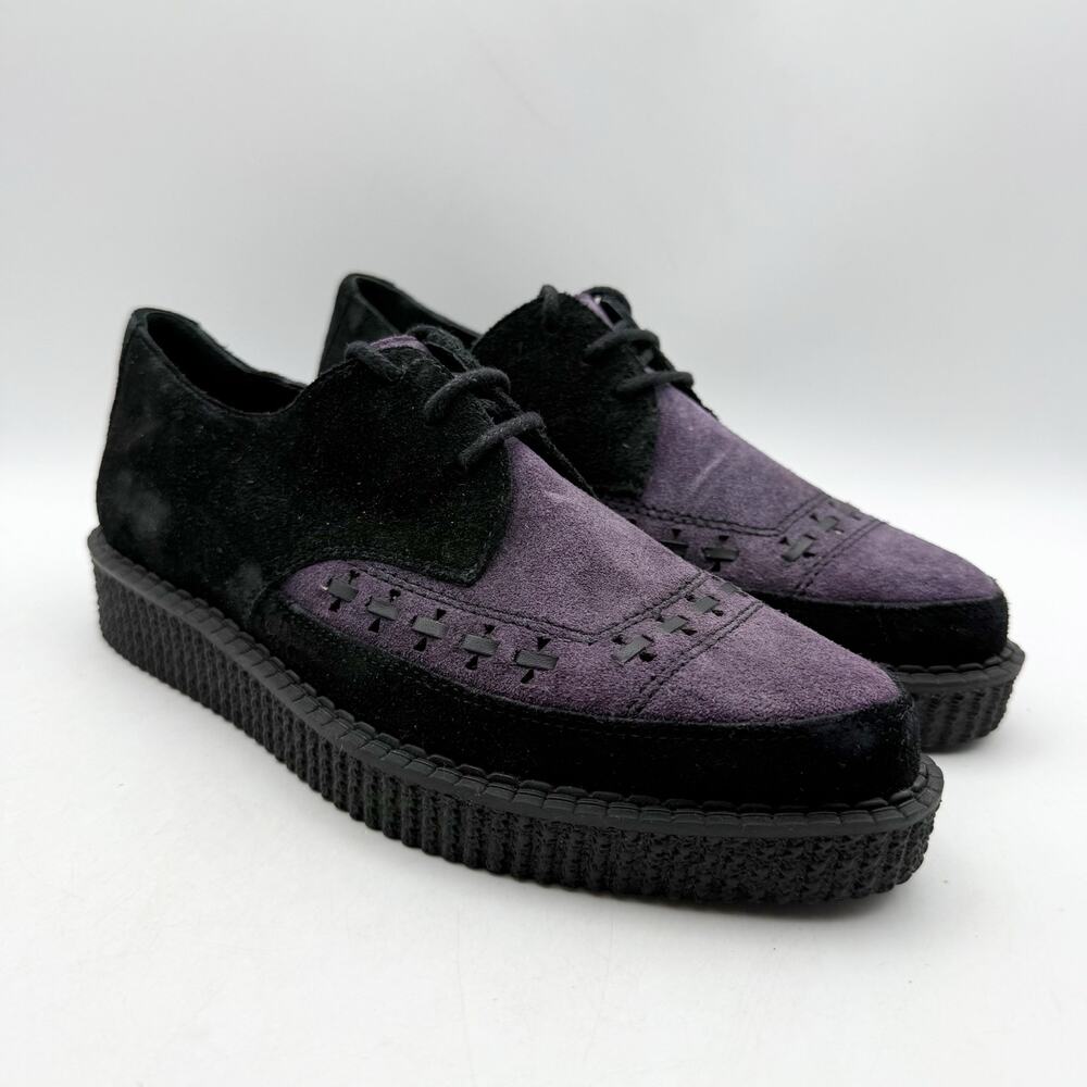 RE/DONE Womens Creeper Oxford Shoes EU 37 US 7 Black Purple Suede Platform NWOB